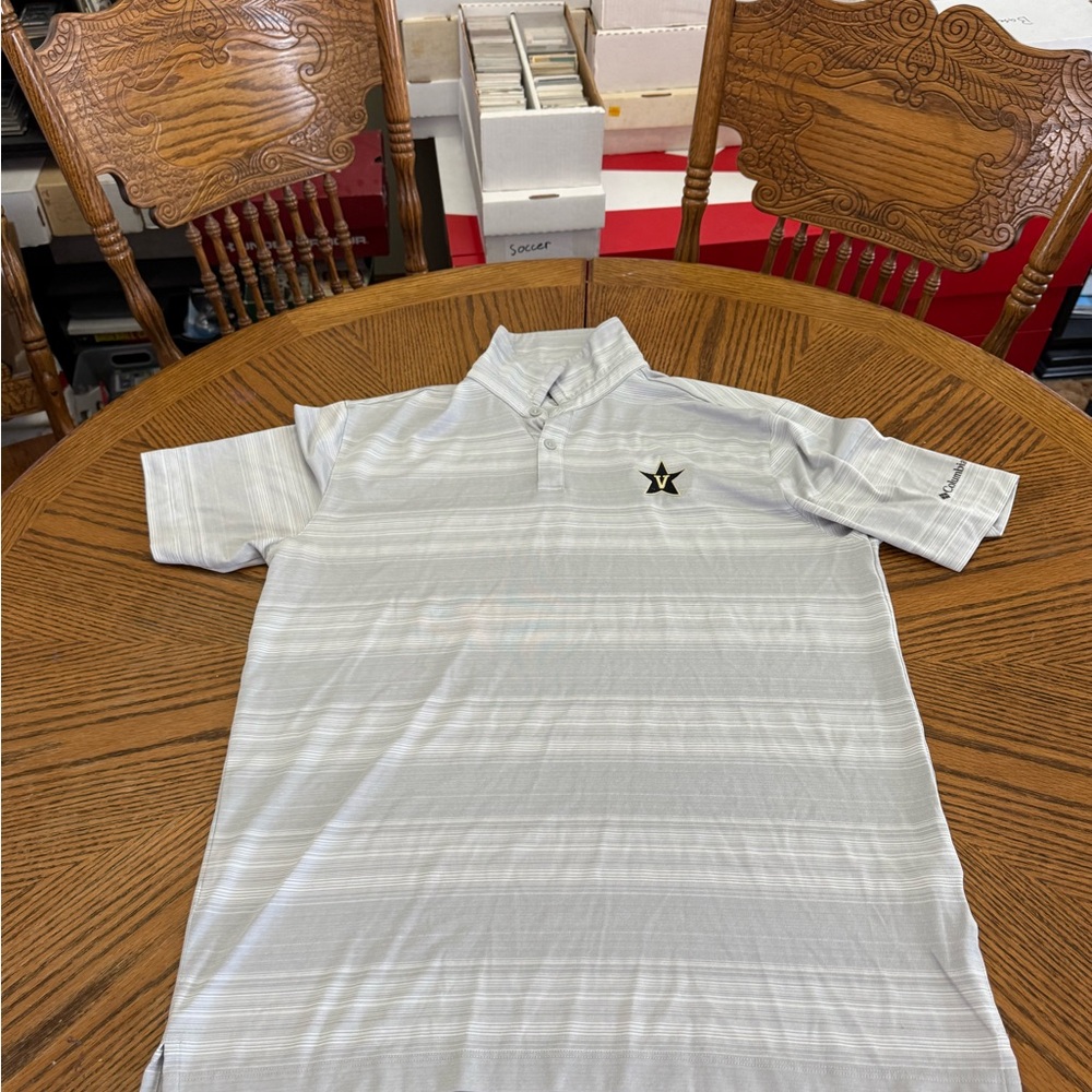 Columbia Gray Striped Polo Shirt